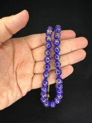 SEVGİLİYE ÖZEL HEDİYE ALTIN VARAKLI UÇAK CAMI TESBİH KÜRE KESİM 10MM MOR RENKLİ H-1687.
