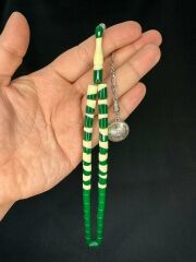 SEVGİLİYE ÖZEL HEDİYE YEŞİL BİLARDO TOPU BENZETME TOZ KEHRİBAR TESBİH KESME KESİM 12X8MM H-1705.
