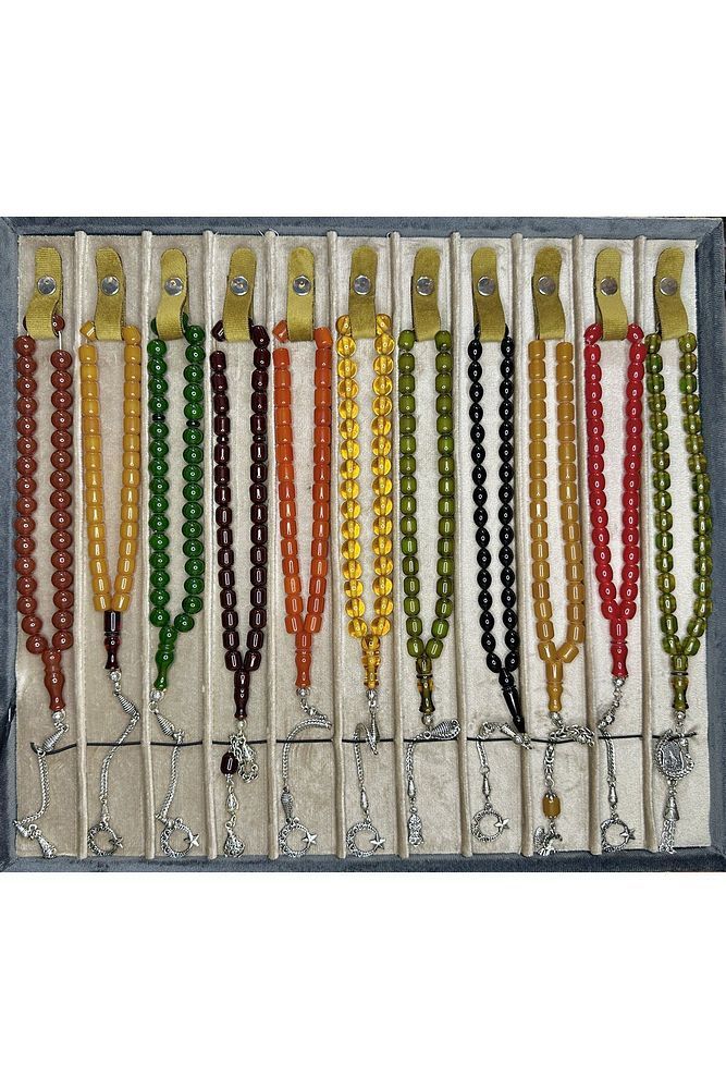 10 ADET SIKMA - ÇUBUK KEHRİBAR TESBİH KARIŞIK RENK/MODEL T-451-8