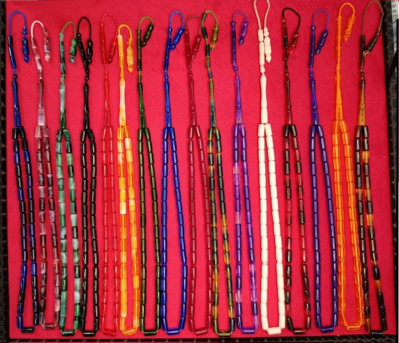 20 ADET KESME KESİM TOZ KEHRİBAR TESBİH KARIŞIK RENKLİ SİSTEMLİ 11MMX5MM ÖZEL ÖLÇÜ