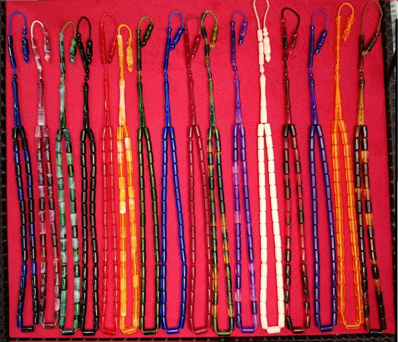 30 ADET KESME KESİM TOZ KEHRİBAR TESBİH KARIŞIK RENKLİ SİSTEMLİ 11MMX5MM ÖZEL ÖLÇÜ