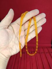TOZ KEHRİBAR TESBİH KESME KESİM SARI RENKLİ SİSTEMLİ 11MMX5MM ÖZEL ÖLÇÜ