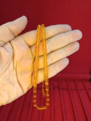 TOZ KEHRİBAR TESBİH KESME KESİM SARI RENKLİ SİSTEMLİ 11MMX5MM ÖZEL ÖLÇÜ