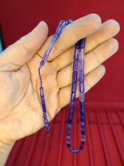 TOZ KEHRİBAR TESBİH KESME KESİM MOR RENKLİ SİSTEMLİ 11MMX5MM ÖZEL ÖLÇÜ