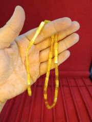 TOZ KEHRİBAR TESBİH KESME KESİM SARI BEYAZ RENKLİ SİSTEMLİ 11MMX5MM ÖZEL ÖLÇÜ