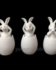Yumurtadan çıkan tavşan 3lü ham set polyester obje