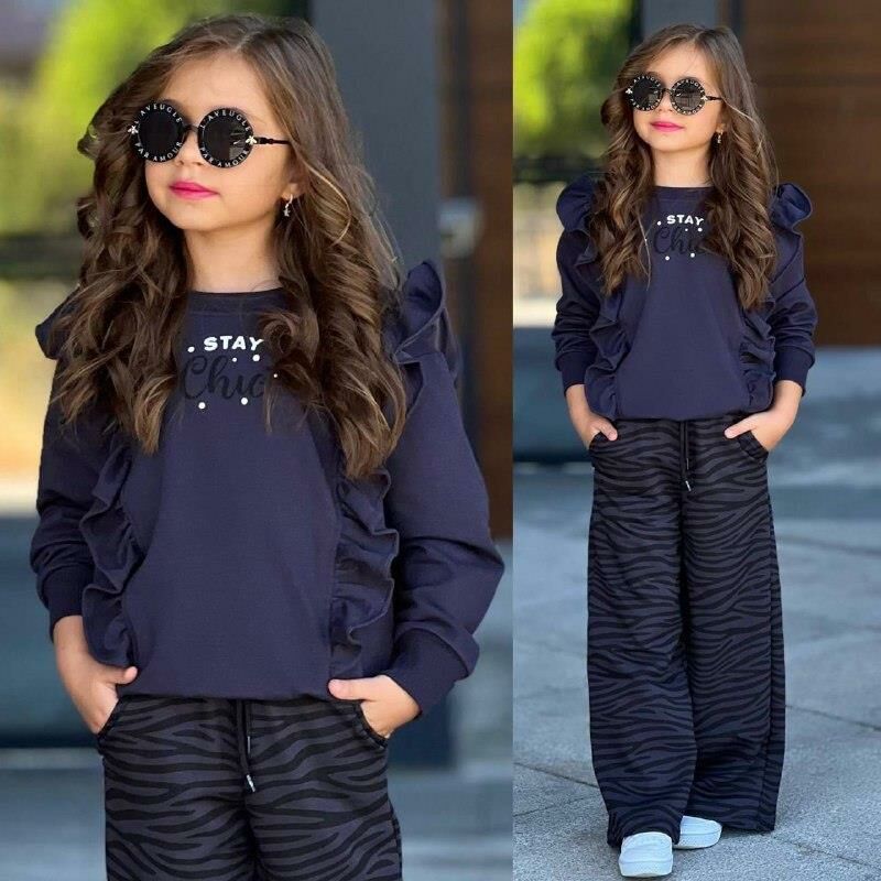 Kız Çocuk Zebra Desenli 2'li Alt Üst Takım 6411f