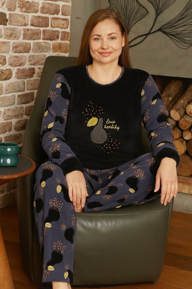 Kadın Büyük Beden Polar Pijama Takımı – Yumuşak ve Sıcak 14225
