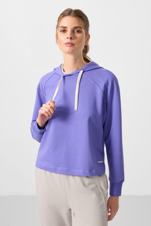 Açık Eflatun-Taş Kapüşonlu Oversize Kadın Eşofman Takım - 95336