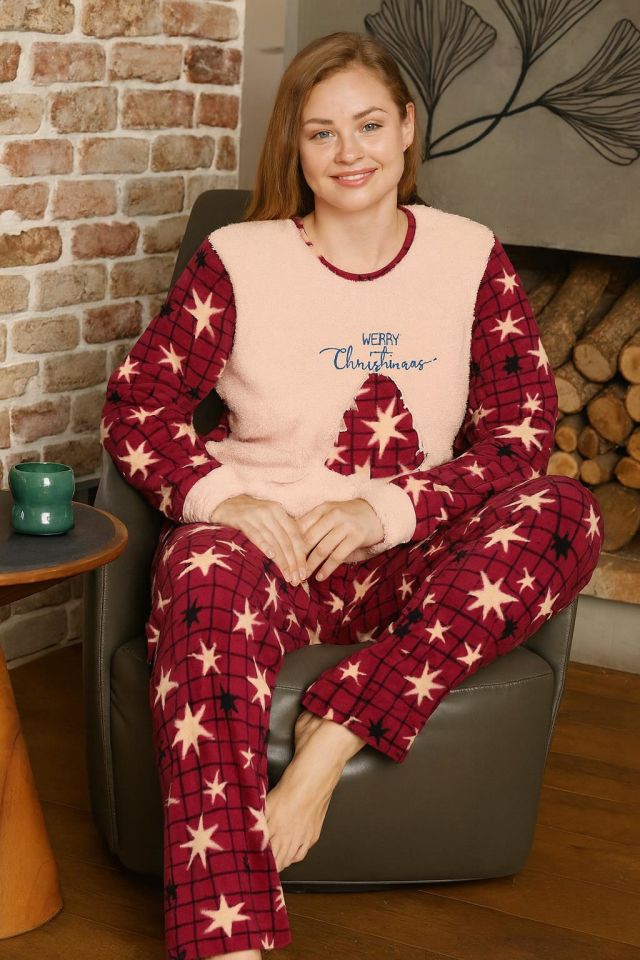 Kadın Büyük Beden Polar Pijama Takımı – Yumuşak ve Sıcak 14204