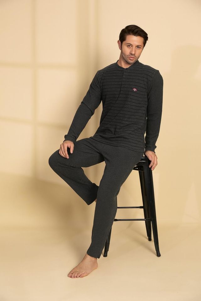 Erkek Selanik Kumaş Uzun Kollu Pijama Takımı 3300