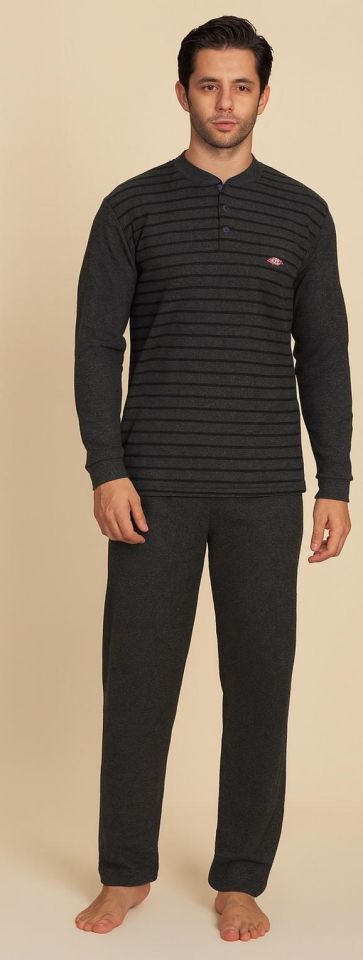 Erkek Selanik Kumaş Pijama Takımı – Uzun Kollu-3301-S