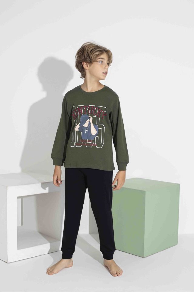 Erkek Çocuk Uzun Kollu Pijama Takımı – Pamuklu Interlok Kumaş 7417