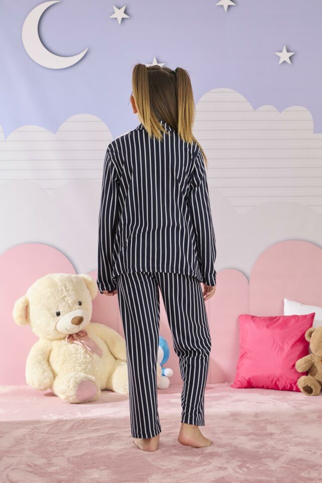 Kız Çocuk Süet Düğmeli Pijama Takımı 3286