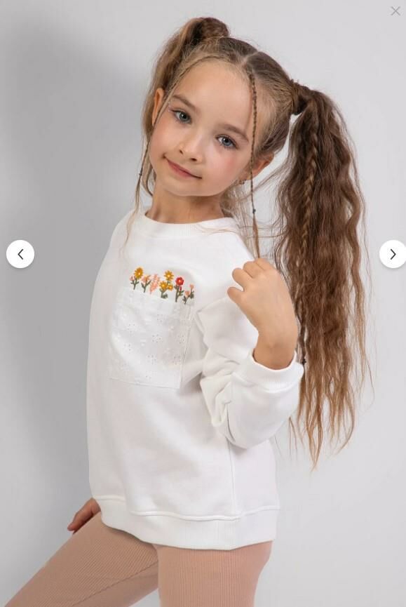 Kız Çocuk Çiçek Nakışlı Sweatshirt ve Basic Tayt Kombini - 2’li Takım 9812