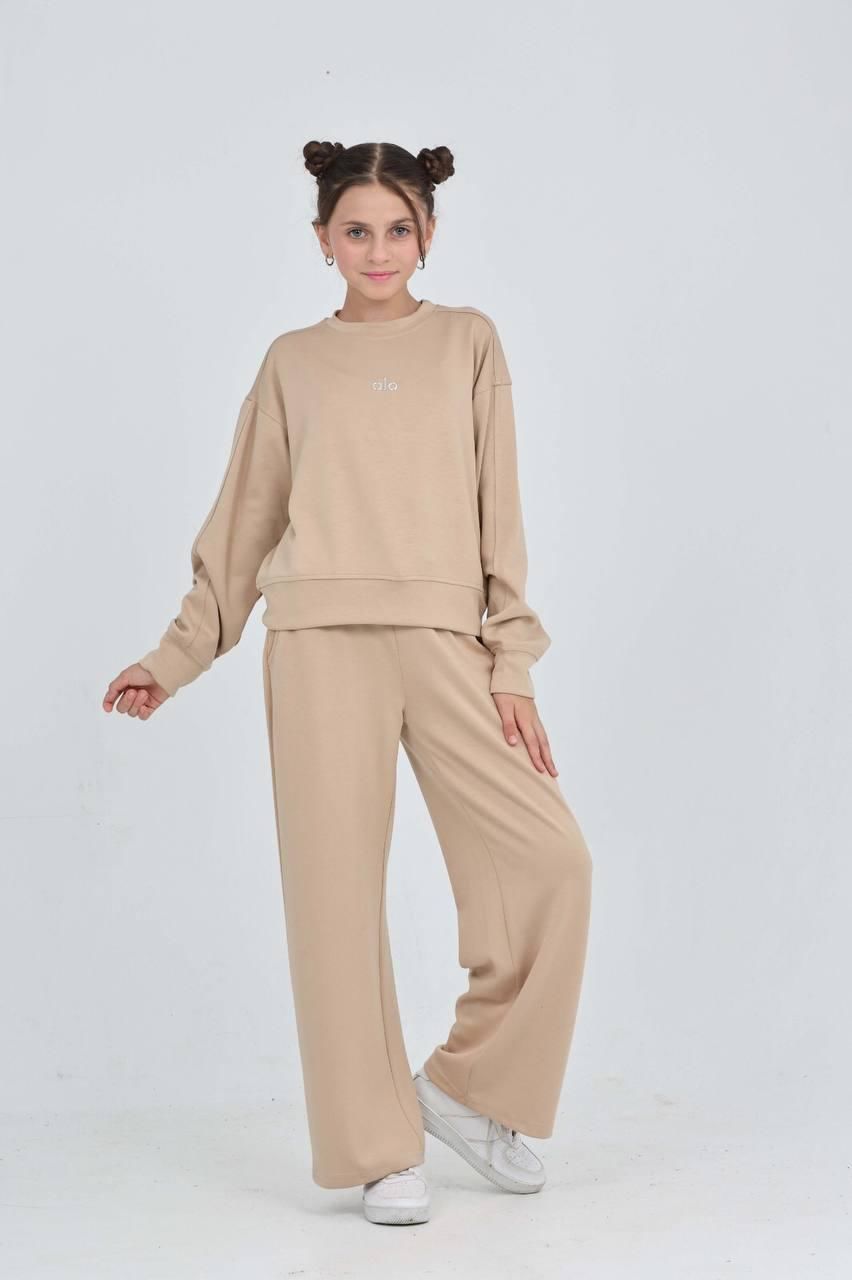 Kız Çocuk Oversize Rahat Uzun Kol   Eşofman Takımı 7084V