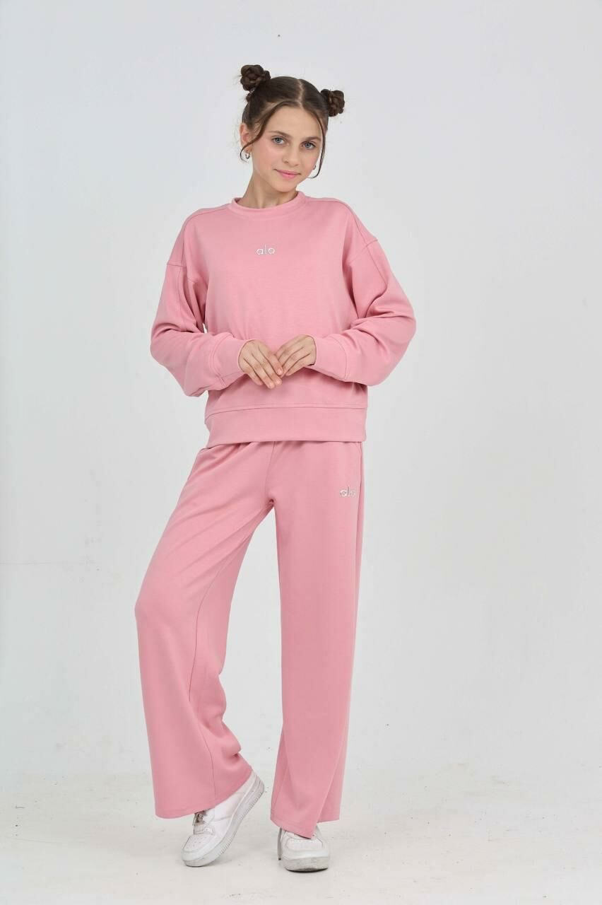 Kız Çocuk Oversize Rahat Uzun Kol   Eşofman Takımı 7084P