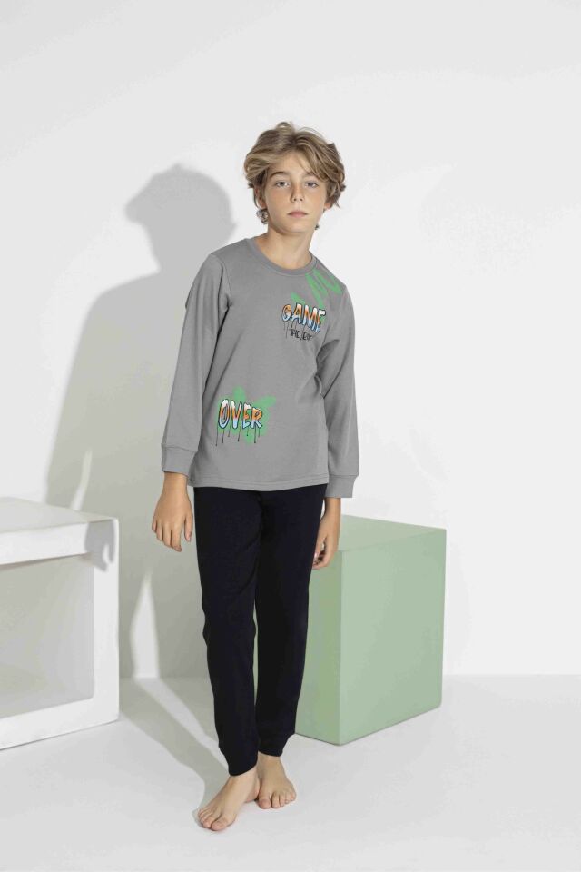 Erkek Çocuk Uzun Kollu Pijama Takımı – Rahat Interlok Kumaş 7411G