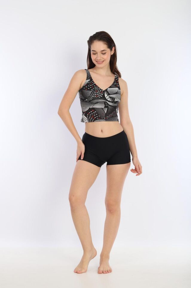 Kadın Desenli Şortlu Tankini Bikini 2779