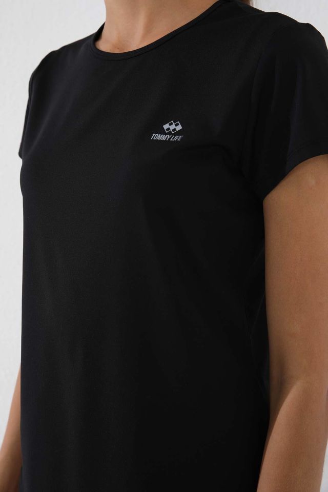 Tommy Life Siyah Basic Kısa Kol Standart Kalıp O Yaka Kadın T-Shirt - 97144