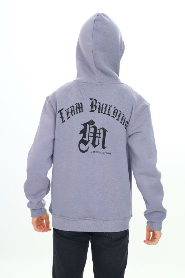 Erkek Çocuk Garson 10-14 YAŞ  Kapüşonlu 3 iplik Şardonlu Sweat Kazak 10044 GRİ