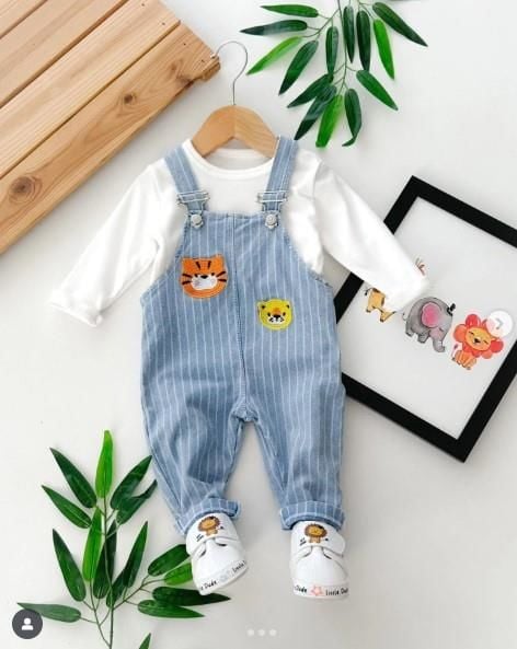 Bebek Çizgili Salopet ve Uzun Kollu Tişört Takımı 0339