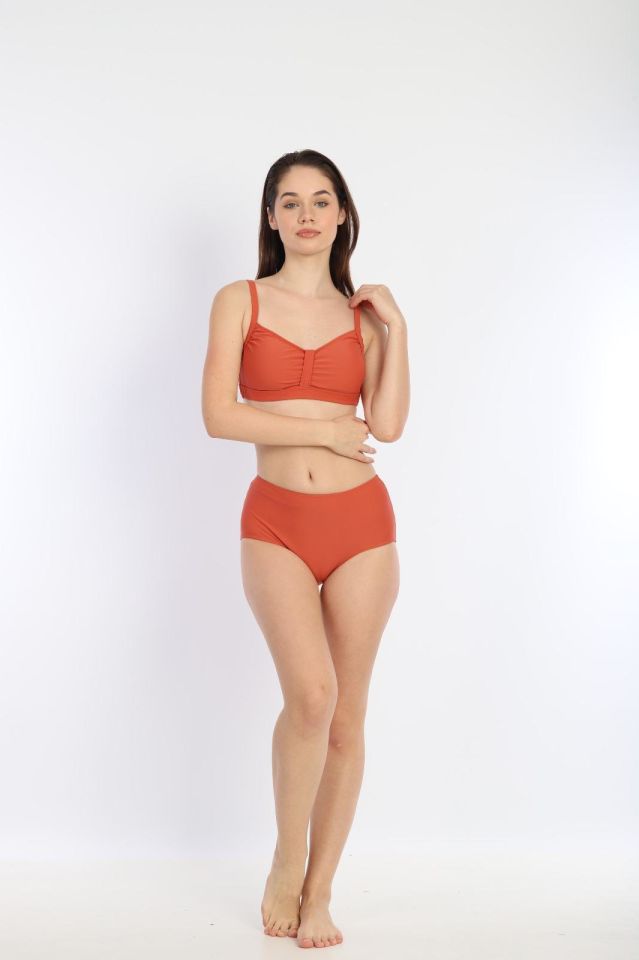 Kadın İnce Askılı Ayarlanabilir Bikini 7277 KİREMİT