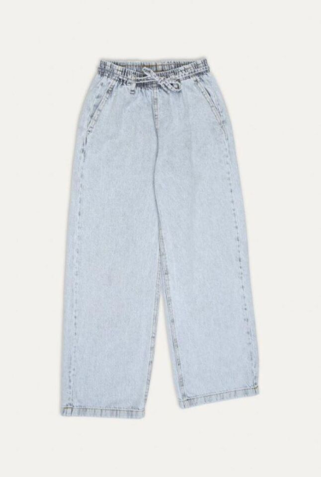 Beli Lastikli Geniş Paça Wide Leg Fit Kot Kız Çocuk Pantolon 2992