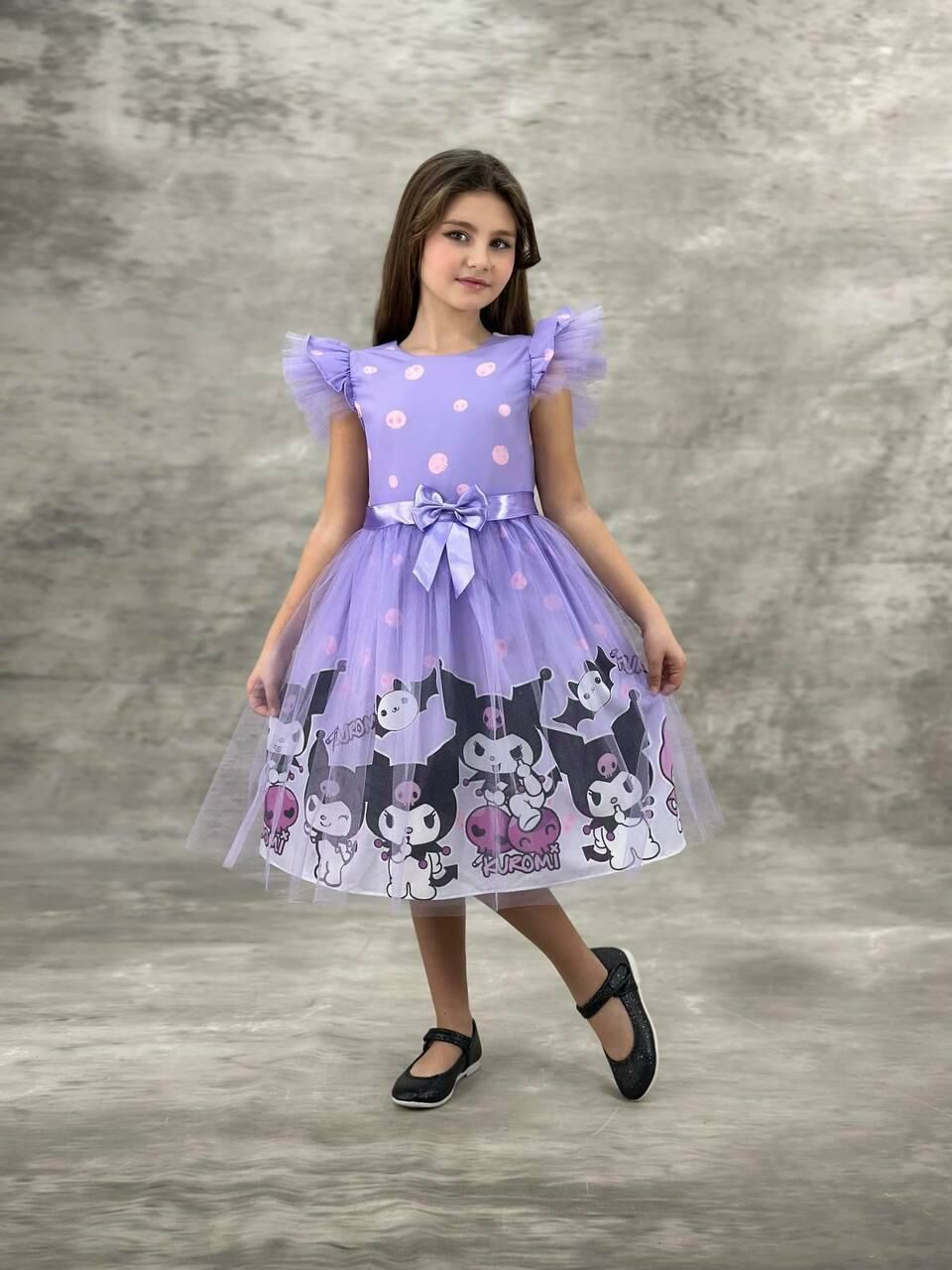 Kız Çocuk Tüllü Kuromi ve My Melody Desenli Tüllü Kız Çocuk Parti 2712MO