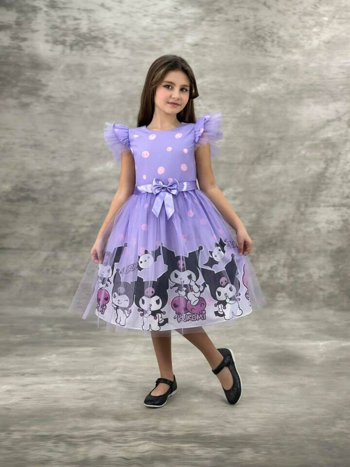 Kız Çocuk Tüllü Kuromi ve My Melody Desenli Tüllü Kız Çocuk Parti 2712MO