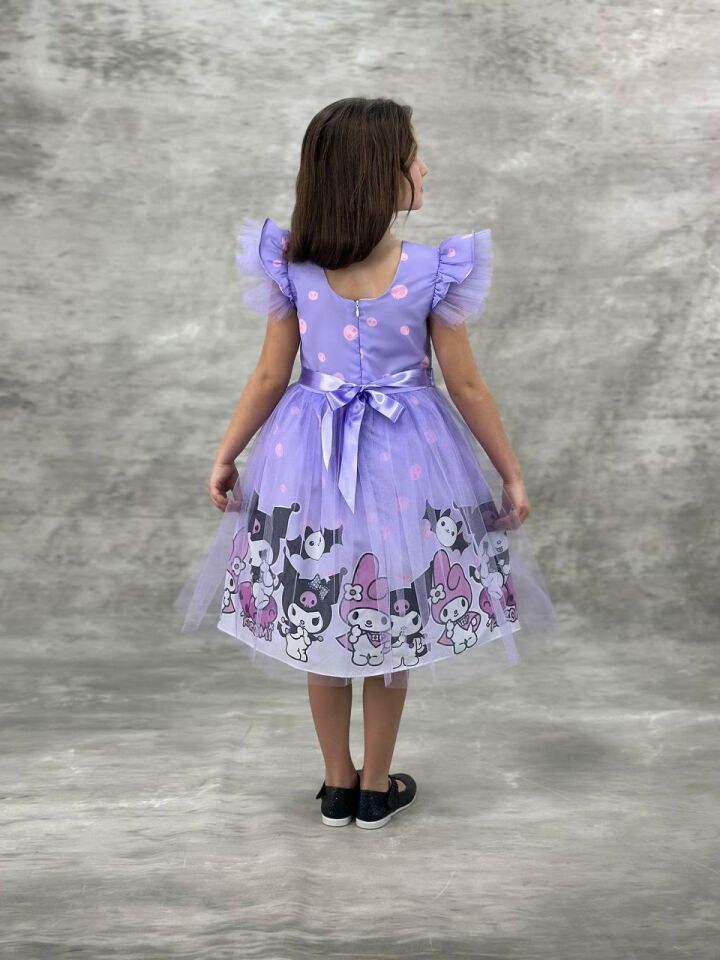 Kız Çocuk Tüllü Kuromi ve My Melody Desenli Tüllü Kız Çocuk Parti 2712MO