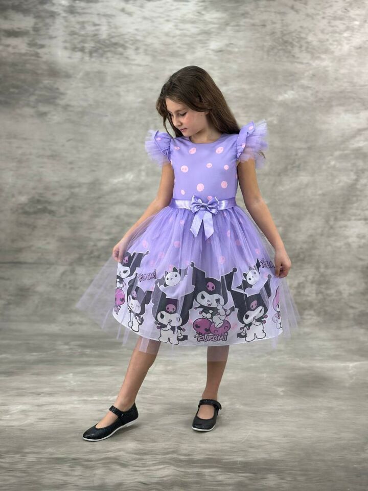 Kız Çocuk Tüllü Kuromi ve My Melody Desenli Tüllü Kız Çocuk Parti 2712MO