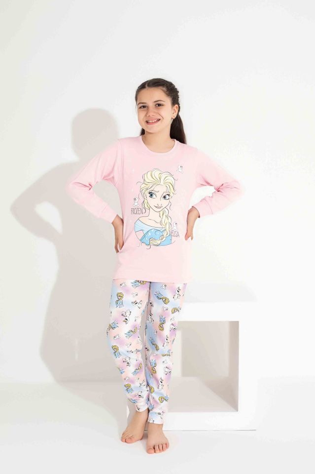 Kız Çocuk İnterlok Pamuklu Pijama Takımı 2720 PEMBE