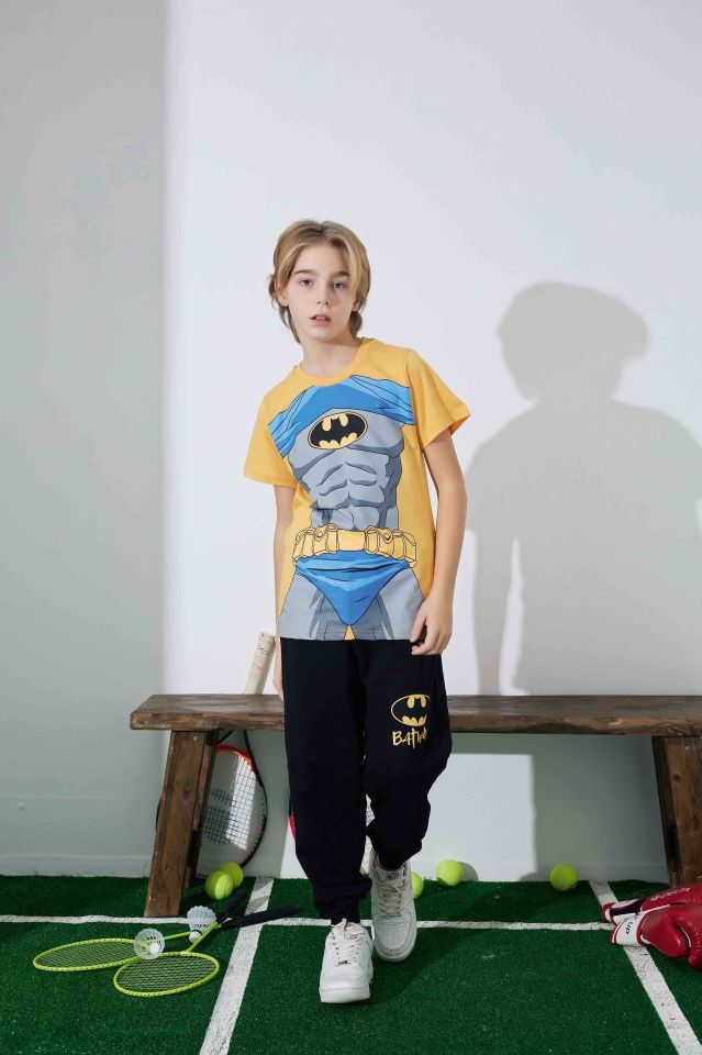 Erkek Çocuk Kısa Kol Penye Pijama Takımı 3984-85SARI