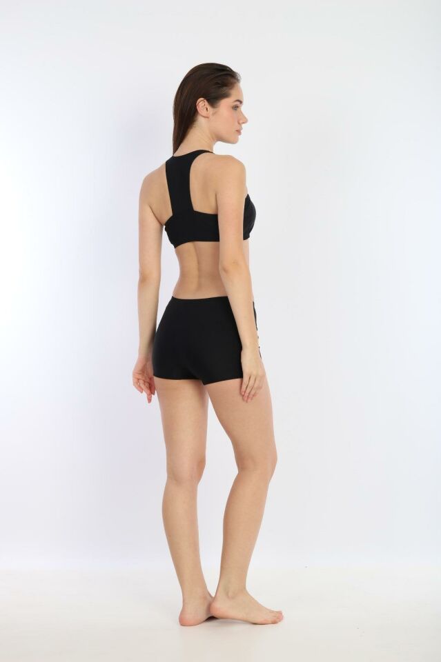 Kadın Şortlu Yüzücü Bikini Takımı SİYAH 7233