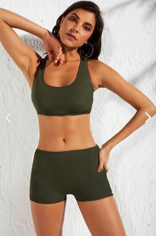 Kadın Şortlu Yüzücü Bikini Takımı HAKİ 7233