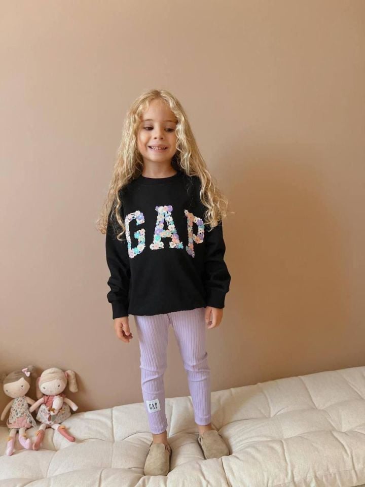 Çiçek Baskılı Taytlı Kız Çocuk Takım 1636 LİLA