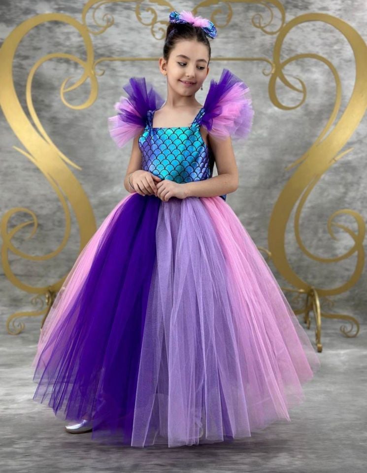 Kız Çocuk Elbise  Kız Çocuk Abiye Deniz Kızı 3703