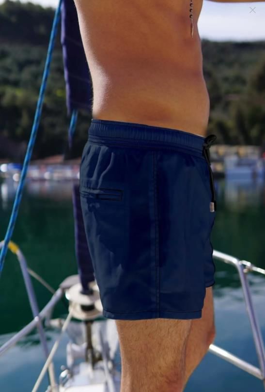 Erkek  Hızlı Kuruyan Kumaş Tek Arka Cepli Standart Boy Mayo Deniz Şortu 350 LACİVERT - S