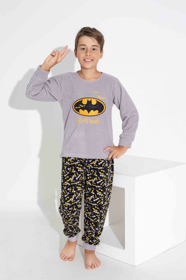 Erkek Genç Ve Çocuk Uzun Kollu Polar Kumaş Kışlık Sıcak Tutan Pijama Takımı 3747GB