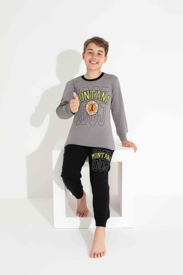 Erkek Çocuk İnterlok Pamuklu Pijama Takımı 7309-G
