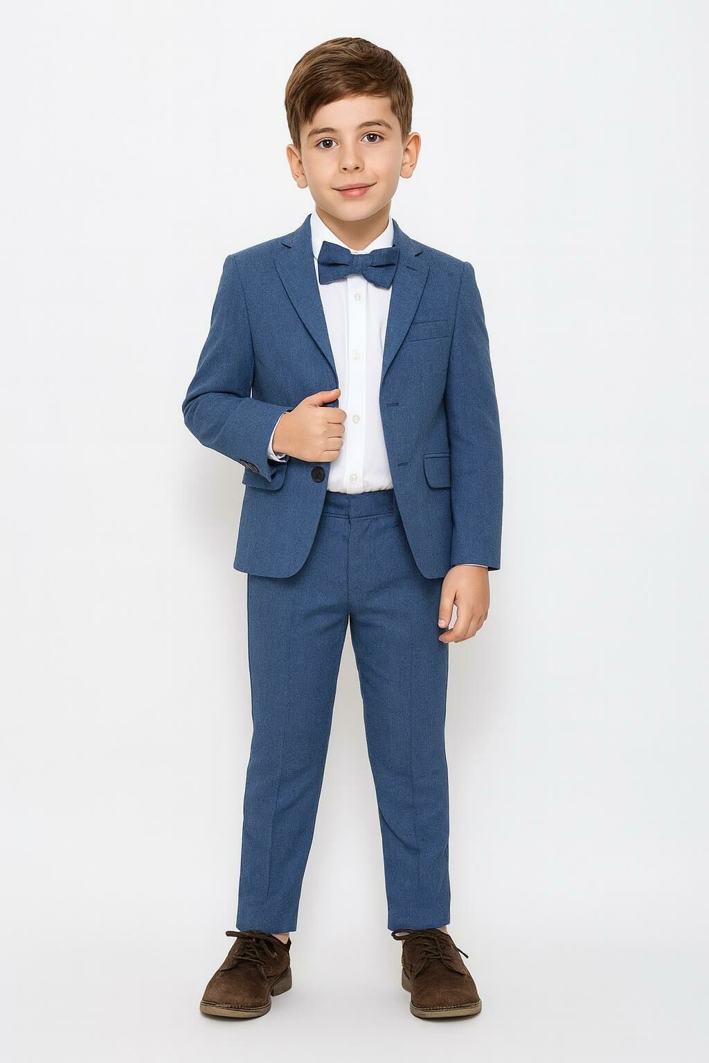 Erkek Çocuk Mavi Takım Elbise 4'lü Set (Ceket, Gömlek, Pantolon,Papyon)5430
