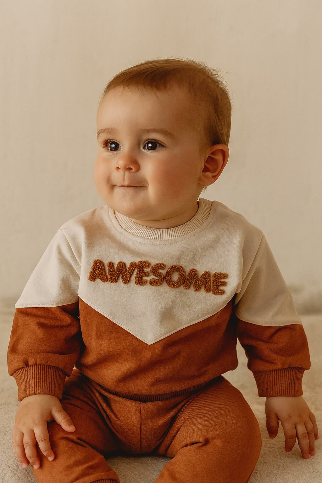 Erkek Bebek 2’li – Awesome Nakışlı Sweatshirt & Alt Takım 07145 K