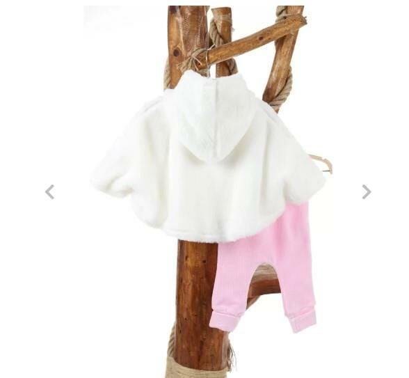 Papyonlu Peluş Pelerin 3lü Kız Çocuk Takım Pembe 8420