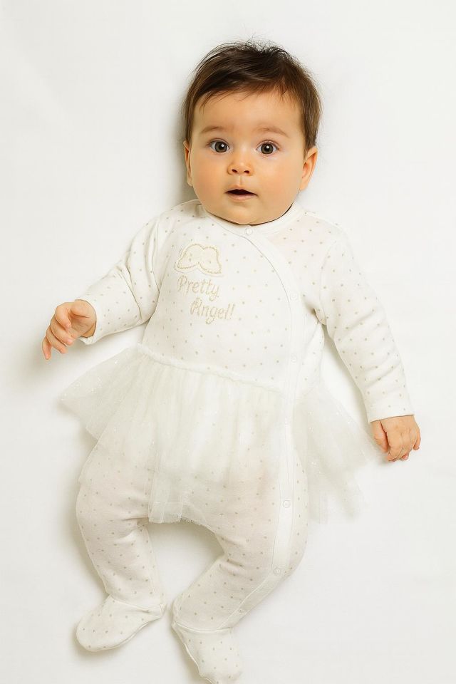 Bebek Pretty Angel Tüllü Uzun Kollu Tulum 9899