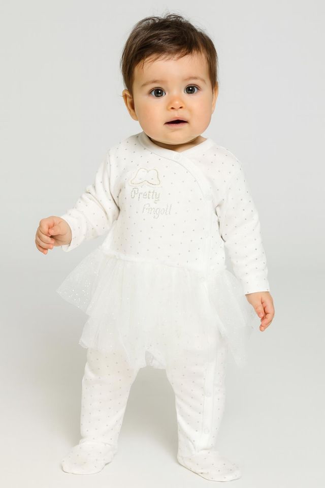 Bebek Pretty Angel Tüllü Uzun Kollu Tulum 9899