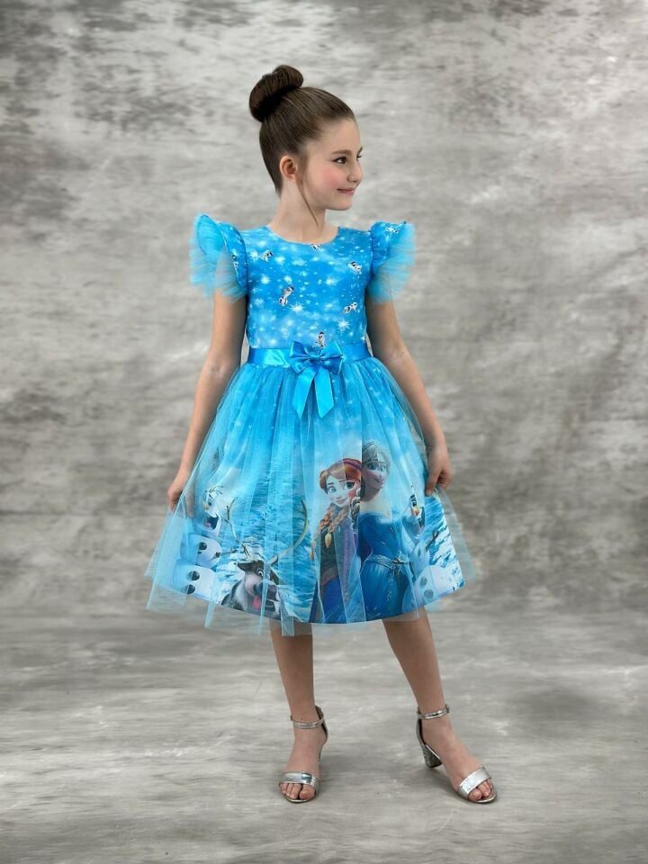 Kız Çocuk Elsa Elbise Doğum Günü Parti Elbisesi AB28033