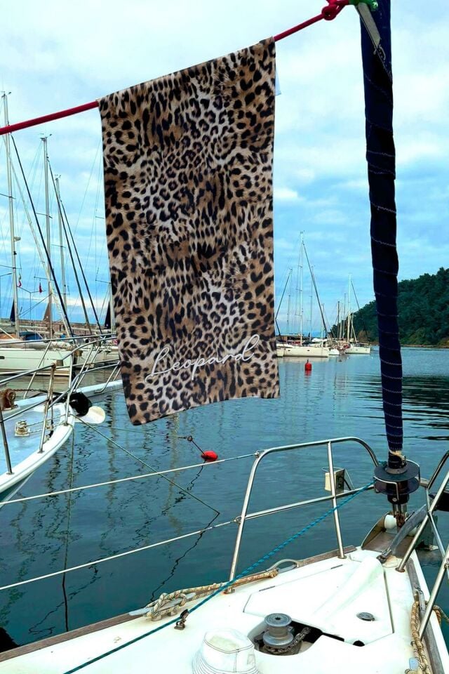 Miami Beach Leopar Desenli Şık Unisex Plaj Havlusu 70x150 098-