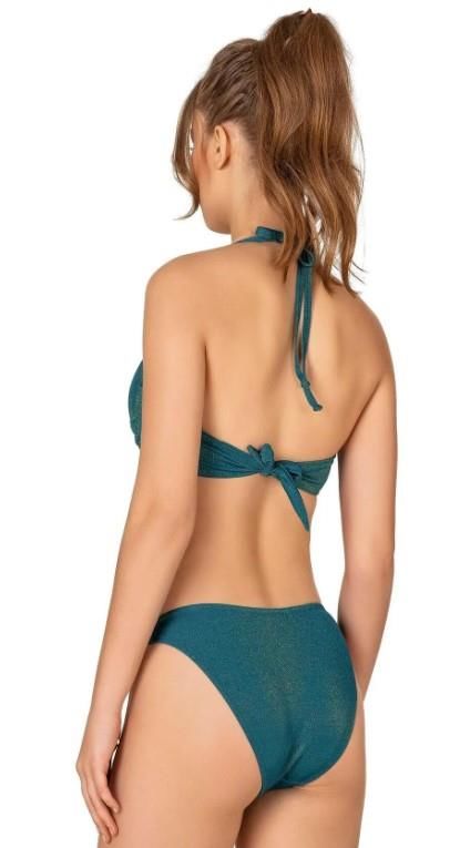 Endeep Kadın Yarım Dolgulu V Alt Detaylı Simli Bikini Takımı -22294
