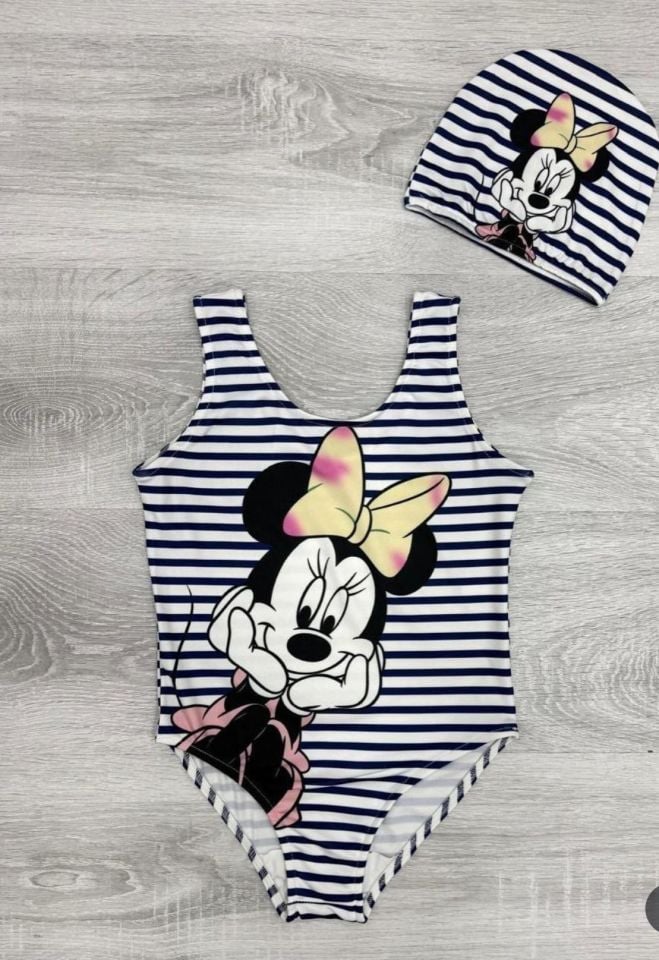 Mickey Baskılı Kız Çocuk Boneli Lacivert  Mayo 575